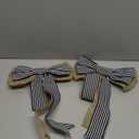 2 Pack Black White Stripe Burlap Fall Bows for Wreaths Decorations,Rustic Farmhouse Crafts Bow Wrapping Tree Topper Wedding Holiday Birthday Party Wall Home Front Door