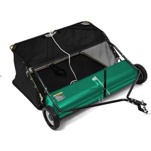 Push Lawn Sweeper, Heavy Duty Steel Frame, Ideal for Yard and Garden Clean up, Green