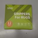 Rabenda 12 Pcs Rug Tape, Non Slip Rug Pads Grippers for Hardwood Floors and Tiles, Reusable Carpet Tape for Area Rugs, Double-Sided Adhesive Rug Stickers Keep Corners Flat (Black)