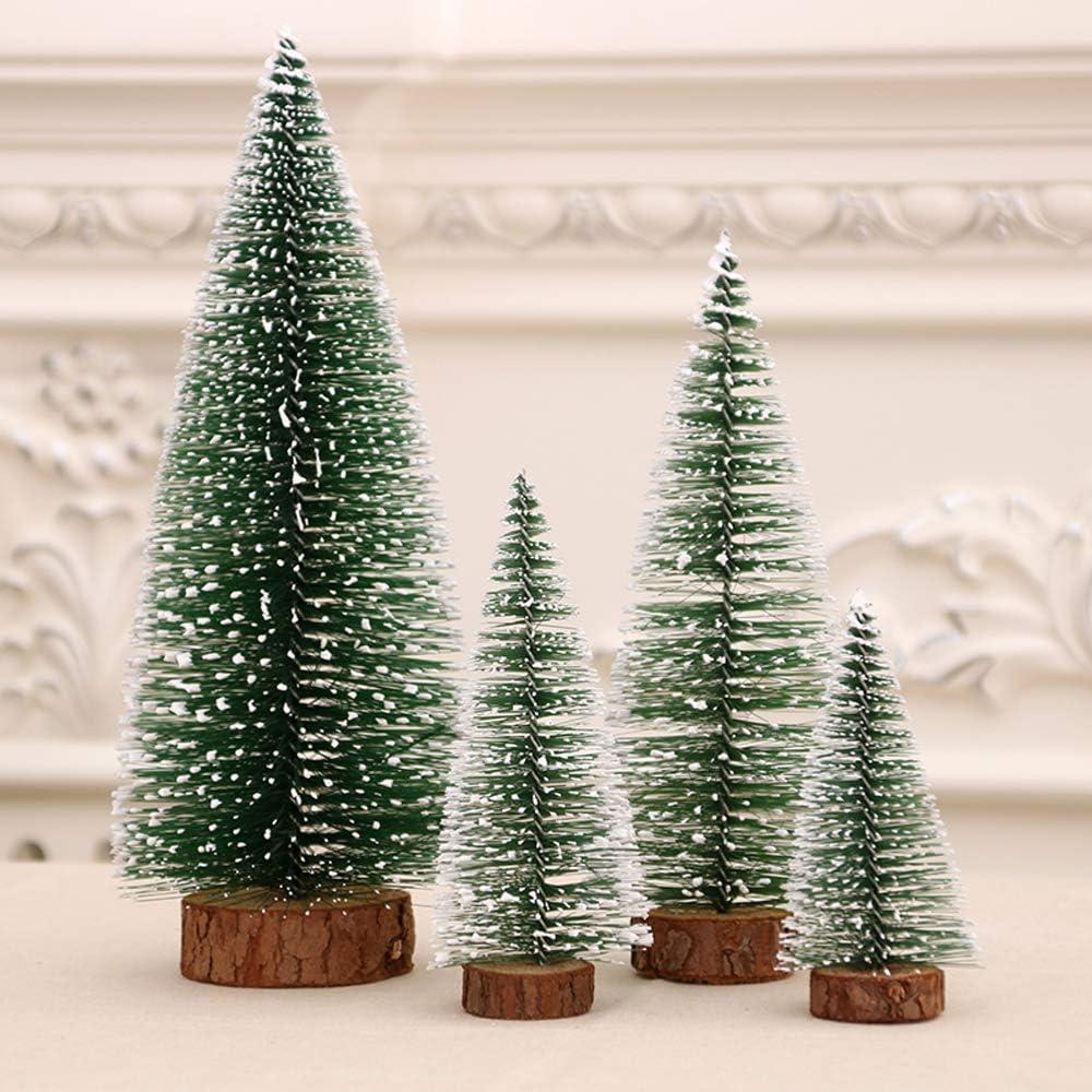Mini Christmas Tree Snow Frost Sisal Trees Desktop Mini Pine Tree Bottle Brush Trees for Christmas Party Home Decoration(8 Pcs 2 Size: 10/15cm Height)