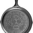 Lodge 10.25 Inch Pre-Seasoned Cast Iron Stamped Skillet - Signature Teardrop Handle - Use in the Oven, on the Stove, on the Grill, or Over a Campfire - Sugar Skull