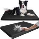 Waterproof Dog Bed Hair-Resistant, Removable Vegan Leather Cover, Pee Proof Black Vinyl Pad, Easy to Clean Pet Pad