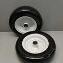11x4.00-5 lawn mower tires flat free, Solid Smooth Tires and Wheel with 3/4" Precision bearings or 5/8" & 1/2", 3.4"-5.6" Centered Hub,for Zero-Turn Lawn Mowers, Extra Universal Adapter Kit (2 Pack)