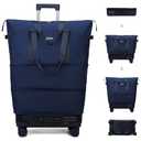 BELLPO Rolling Duffle Bag with Wheels and Handle, Expandable Foldable Travel Bag - Wheeled Carry On Luggage, Collapsible Suitcase for Weekend Trips, Gym, Large Capacity & Waterproof (Blue)