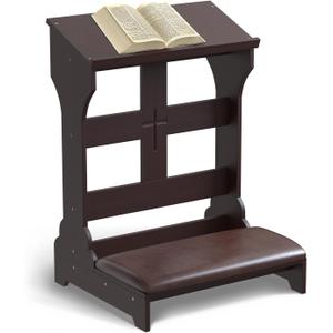 lukar Prayer Kneeler Bench, Wooden Kneelers for Praying with Cushion Pad, Prayer Bench Stool for Kneeling at Home, Kneeling Chair Shelf for Church Prayer Bench Table with Shelf