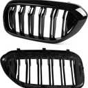 G30 Grille, Black Front Kidney Grille Grill Compatible with BMW 2017-2020 5 Series G30 M5 530e 530i 540i 550i, Gloss Black Double Slats