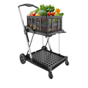 Folding Cart | Multi Use Functional Collapsible carts | Shopping Trolley with Wheels | Shopping Cart with Storage Crate | Utility Cart for Groceries, Warehouse,Supermarket. (Black)