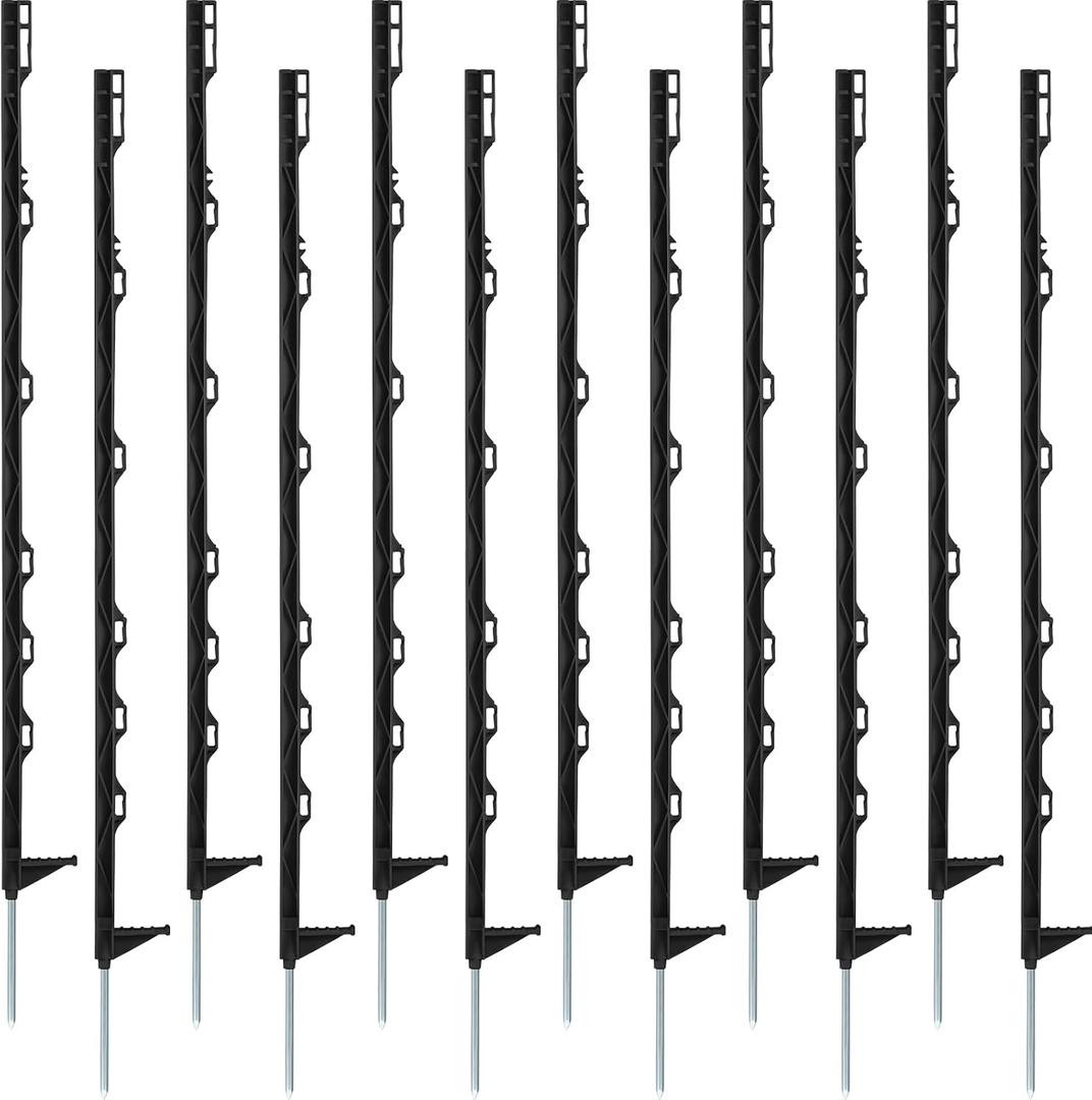 Sintuff 50 Pack Electric Fence Posts, 40 Inch Plastic Step in Heavy Duty Sturdy Fence Posts for Farm Garden Yard Temporary Outdoor Wire Fencing(Black)