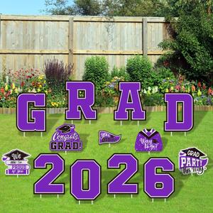 Purple Themed Graduation Decorations 2026- Graduation Yard Signs Class of 2026,Congratulate Graduation yard signs - Graduation Party Supplies for High School & Graduation Party Decorations