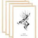 Yaetm 12x18 Frame Set of 4, Natural Solid Oak Wood Picture Frame 12 x 18 for Photos, Posters & Art Prints, Horizontal and Vertical Wall Mount (4 pack, Oak)