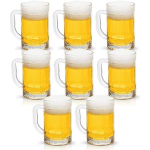 COKTIK 8 Pack Heavy Large Beer Glasses with Handle - 14 Ounce Glass Steins, Classic Beer Mug glasses Set