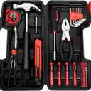 39 Piece Home Tool Kit General Household Hand Tool Set small tool box with Toolbox Storage Case for Everyday Home Repairs, Mini Tool kit for Women, (Red)