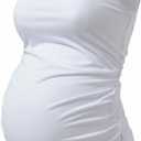 BHOME Maternity Tank Tops for Women Ruched Sleeveless Basic Tops Layering Maternity Shirt Vest Pregnancy Tee (Medium, White)
