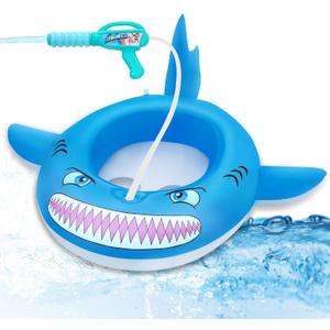 Pool Float Kids with Water Gun Toddler Swimming Toys Ages 3-8 Years Water Party (Blue)