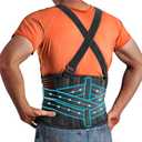 QIBODA Plus Size 4XL/5XL Work Back Brace with 2 Removable Suspender Straps, Back Posture Corrector for Heavy Lifting Safety Protector, Back Support Belt for Men Women in Construction, Warehouse Jobs