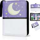 Collectible Trading Card Albums,4 Pocket Card Binder, 400 Double Sided Pocket,PU Premium Zip Trading Card Binder for TCG, MTG,Sports Cards (Purple White)