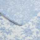 Laura Ashley - Plush Throw Blanket, 50x70, Soft and Warm with a Lightweight Feel, Reversible Floral and Stripe Design, Bedford Blue