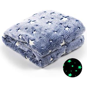 ModernMade Glow in The Dark Blanket | Super Soft Cozy Galaxy Blanket for Kids & Adults | 50" x 60" | Night Sky Blue