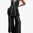 Cicy Bell Womens Summer Lounge Sets V Neck Sleeveless Tunic Tops Pajamas Sets Comfy Loungwear Wide Leg Pants 2 Piece Outfits
L