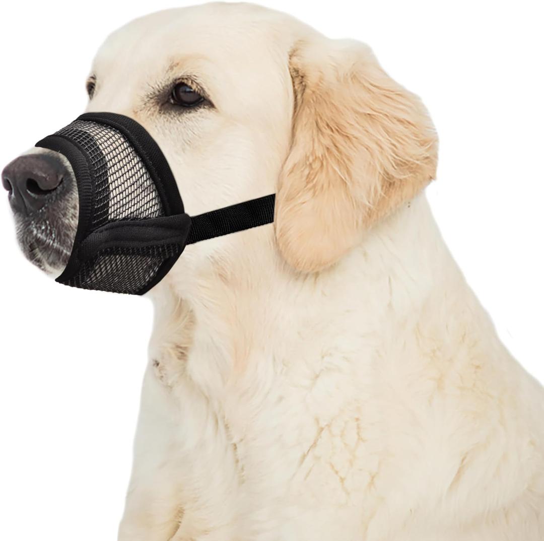 Flintstone Muzzle for Medium Sized Dog - Soft Mesh Dog Muzzle Medium Sized Dogs | Breathable and Adjustable Muzzles to Prevent Biting Chewing Grooming | No Bark Muzzlle M 6.3-7.9