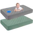Yoofoss Waterproof Crib Mattress Protector 2 Pack, Quilted Crib Mattress Pad Cover Ultra Soft and Breathable, Machine Washable Toddler Mattress Protector for Standard Baby Crib Size 52''x28'' (Dark Grey&dark Green (2 Pack))