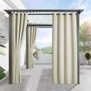 RYB HOME Outdoor Curtains for Patio Waterproof Block Sunlight Thermal Insulated Privacy Assured Thick Outside Curtains for Porch, Gazebo, Pergola, W52 x L95, Beige, 1 Panel