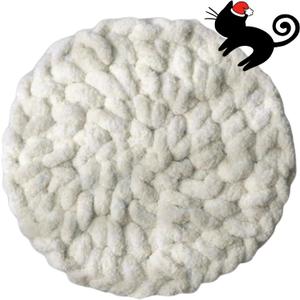 Cat Knitted Bed Mat, Extra-Soft Washable Warm Round Pads Cushions for Indoor Kittens, Cat Trees Towers, Perfect for Kneading and Sleeping (White,Large)