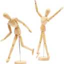 Bright Creations 1Pack Posable Figure Wooden Art Mannequin - 12 Inch Drawing Figure & Wooden Human Model with Base - Posable Wood Drawing Mannequin