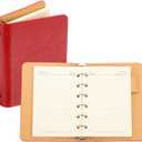 PATIKIL 6 Ring Binder Cover, A7 Leather Notebook Binder Mini Refillable Loose Leaf Personal Planner with 50 Sheets Line Paper, Red
