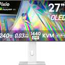 27" WOLED White Gaming Monitor, QHD 1440p, 240Hz, 0.03ms, DisplayHDR True Black 400, Adaptive Sync, KVM switch, Fully Adjustable Stand, HDMI 2.1, DisplayPort, USB-C, RGB light, PX277 OLED Max V2 White