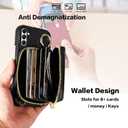 Wallet Case for Samsung Galaxy A34 5G with Shoulder Strap Ring Buckle, Luxury PU Leather Zipper Flip Organ Purse Credit Card Holder Stand Full Body Cell Phone Cover for A 34 34A Women Men Black