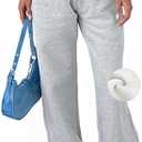 AROGONE Women's Casual Drawstring High Waisted Sweatpants Wide Straight Leg Lounge Pants with Pockets S