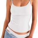 Womens Lace Camisole Tops Square Neck Ribbed Tank Tops Adjustable Spaghetti Straps Sleeveless Summer Shirt 2025
