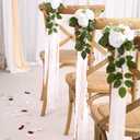 Wedding Aisle Decorations for Wedding Ceremony Set of 10 Pew Flowers for Church Chair Decorations Party Decor with Artificial Flowers Eucalyptus and Ribbons White