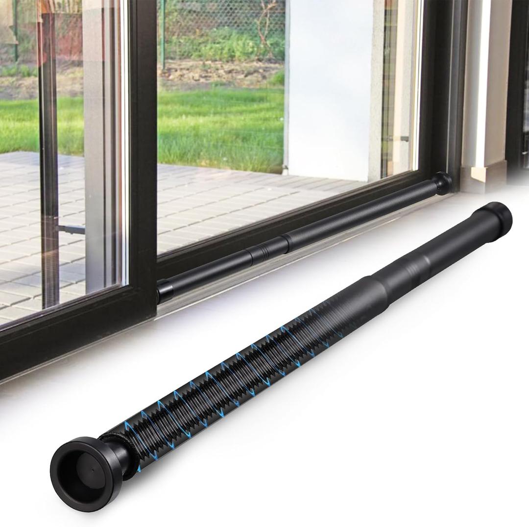 Sliding Door Security Bar17.7-50 inch Thread Freely Adjustable Lock Window Safety BarsDiameter 1inch Sliding Door Lock for Home Apartment Patio(Black 1Pack)