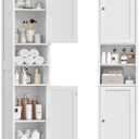 TEENFON 67" Tall Bathroom Cabinet with Adjustable Shelves and Doors, Narrow Bathroom Storage Cabinet for Small Space, Living Room, Entryway, Kitchen, White, 11.8"D x 11.8"W x 66.9"H