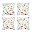 ENSFTF Throw Pillow Covers Set of 4 Watercolor Flowers Pattern Linen Pillow Covers Quare Pillow Case Farmhouse Outdoor Modern Boho Pillow Covers for Couch Sofa Living Room 14X14 Inch