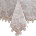 Walrus Heavy Duty Vinyl Tablecloth Elegant Floral Lace-Trimmed Tablecloth Vintage Flower Pattern, Waterproof Oil-Proof Plastic Table Cloth Stain-Resistant Wipeable (Floral Vintage, 60X102 Inch)