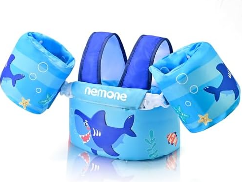 Nemone Toddler Swim Vest for 22-70 lbs Kids Floaties Swim Jacket with Arm Water Wings for Girls Boys 1 2 3 4 5 6 7 Years Old Beach Pool 20 30 40 50 60 66 Pounds Puddle Jumper