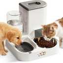 Automatic Cat Feeder & Water Dispenser – Gravity Cat Feeding Station with Stainless Steel Bowl, 2.2L Food & 1L Water Capacity, Automatic Pet Feeder for Cats & Small Dogs (Grey)