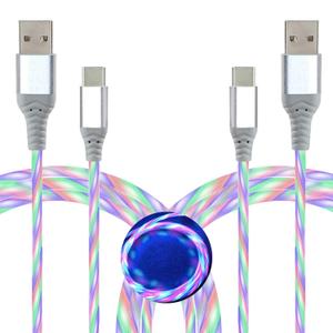 LED USB C Cable [2-Pack, 6FT], Color Change Visible Flowing LED Type C Fast Charging Cable Compatible with Phone 16 15, Samsung Galaxy S24 S23, Pixel and More (Color-Changing)