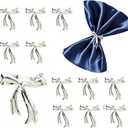 Silver Bow Napkin Rings Set of 12 Shiny Metal Bow Napkin Holder for Valentine's Day Wedding Decor,Elegant Butterfly Knot Napkin Ring for Holiday Gatherings Daily Dining Table Setting