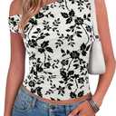 Lazysmile Womens Summer Floral Off Shoulder Tops Sleeveless Ruched Slim Fit Shirts Blouse Y2K Going Out Mesh Tank Tops, Small