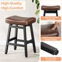 Raynesys Counter Height Bar Stools Set of 2, 24 Inch Barstools for Kitchen Counter, Kitchen Stools with Bonded Leather Saddle Seats & Heavy Duty Metal Legs, Easy Assembly, Brown/Black, 2 Pack-24"