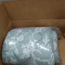 Luxudecor Green Floral Comforter Set, Queen Size 7 Pieces Bed in a Bag