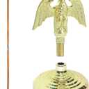 Super Tough Indoor Flagpole Kit, Metal Eagle, No Flag Gold-colored Base and Brass-finished Aluminum Fittings for Offices, Schools, Meeting Rooms and Ceremonial Spaces.