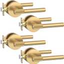 Asidrama 4 Pack Champagne Bronze Passage Door Handles, Door Lever with Door Knobs Indoor for Bedroom or Bathroom, Heavy Duty Door Handles Interior with Locks for Left Right Sided Doors