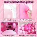 Pink Birthday Decorations for Women Girls, Pink Balloon Garland Arch Kit with 2 Hot Pink Checkered Foil Curtains for Baby Shower Anniversary Bachelorette Bridal Birthday Preppy Party Decorations