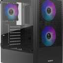 GAMDIAS Gaming ATX Mid Tower PC Computer Case with Tempered Glass, 3 Built-in 120mm ARGB Desktop Case Fans, Support Up to 360mm AIO/Radiator, 5x 120mm Fans, 300mm GPU/VGA, 150mm PSU & 160mm CPU Cooler