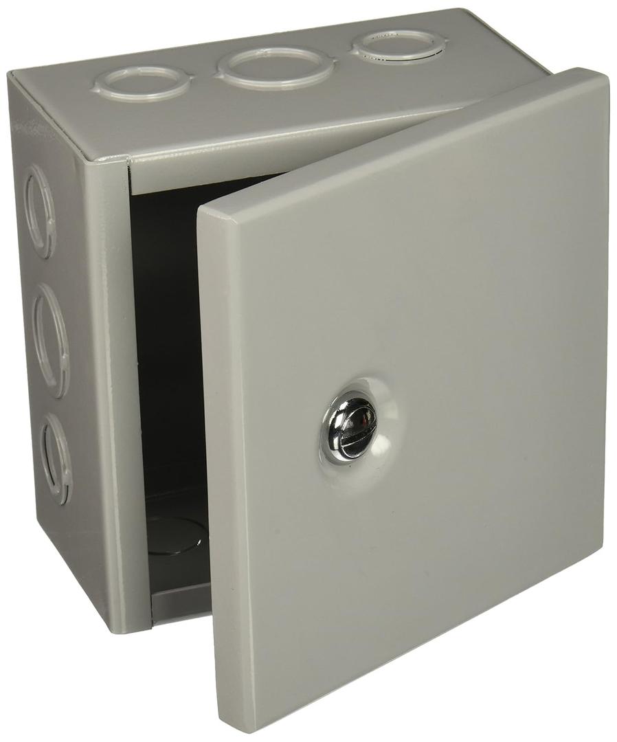 BUD Industries JBH-4945-KO Steel NEMA 1 Sheet Metal Box 6" L x 6" W x 3.5" D, Gray BUD Industries JBH-4945-KO Steel NEMA 1 Sheet Metal Box 6" L x 6" W x 3.5" D, Gray